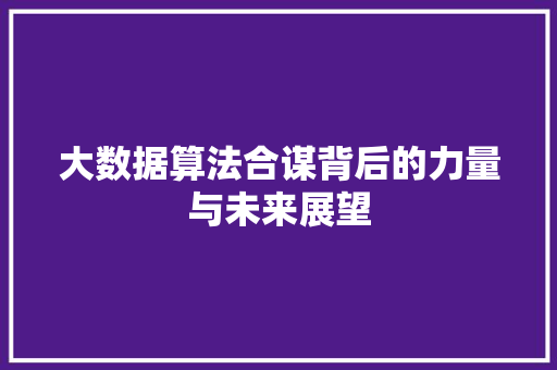 大数据算法合谋背后的力量与未来展望