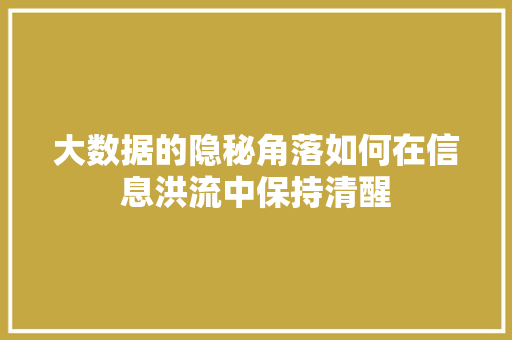 大数据的隐秘角落如何在信息洪流中保持清醒  第1张