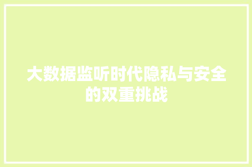 大数据监听时代隐私与安全的双重挑战  第1张