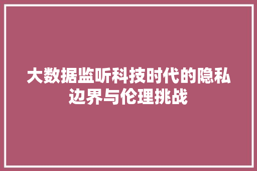大数据监听科技时代的隐私边界与伦理挑战  第1张