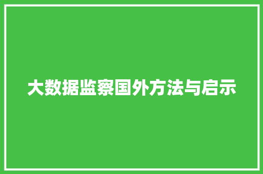 大数据监察国外方法与启示  第1张