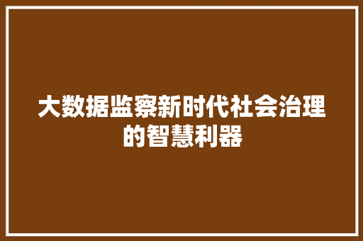 大数据监察新时代社会治理的智慧利器  第1张