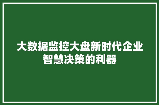 大数据监控大盘新时代企业智慧决策的利器  第1张