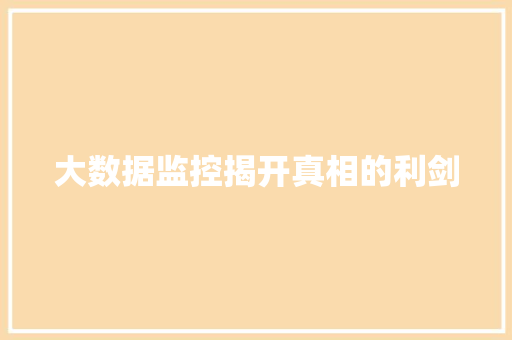 大数据监控揭开真相的利剑  第1张