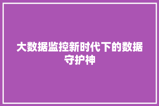 大数据监控新时代下的数据守护神  第1张