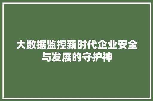 大数据监控新时代企业安全与发展的守护神  第1张