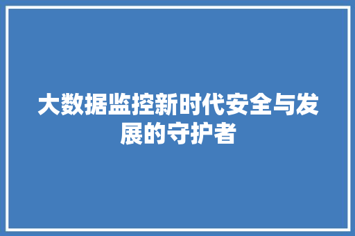 大数据监控新时代安全与发展的守护者  第1张