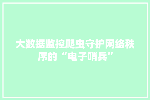 大数据监控爬虫守护网络秩序的“电子哨兵”  第1张