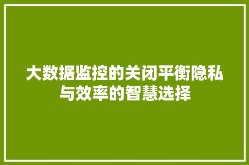 大数据监控的关闭平衡隐私与效率的智慧选择  第1张