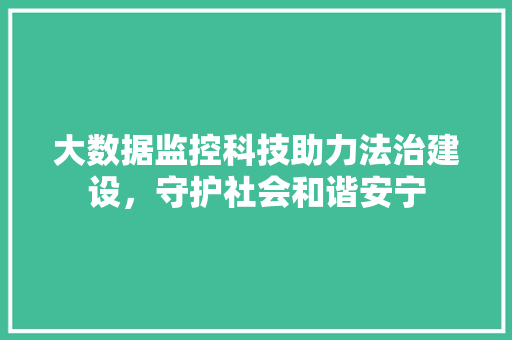 大数据监控科技助力法治建设，守护社会和谐安宁  第1张