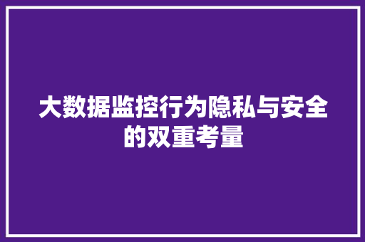 大数据监控行为隐私与安全的双重考量  第1张
