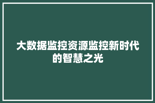 大数据监控资源监控新时代的智慧之光  第1张