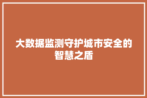 大数据监测守护城市安全的智慧之盾  第1张