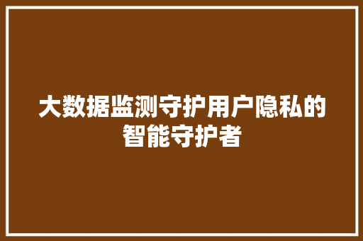 大数据监测守护用户隐私的智能守护者  第1张