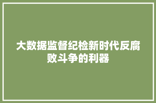 大数据监督纪检新时代反腐败斗争的利器  第1张