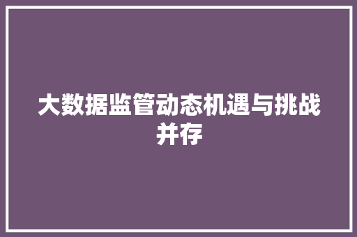 大数据监管动态机遇与挑战并存  第1张