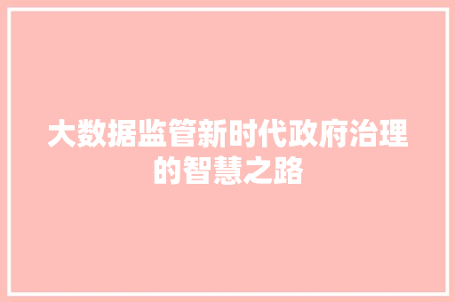 大数据监管新时代政府治理的智慧之路  第1张