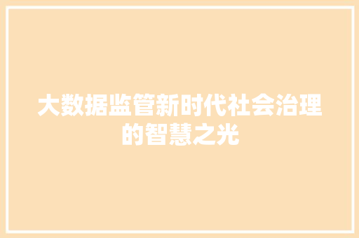 大数据监管新时代社会治理的智慧之光  第1张