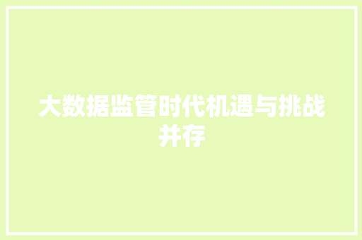 大数据监管时代机遇与挑战并存
