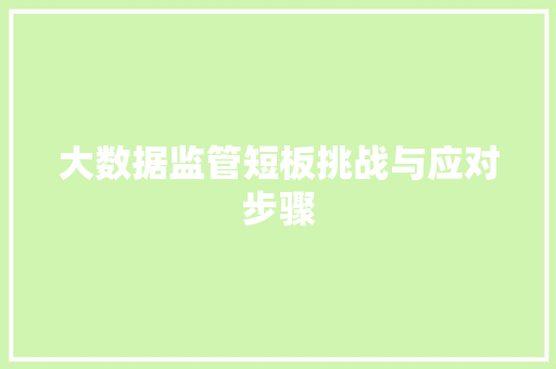 大数据监管短板挑战与应对步骤  第1张