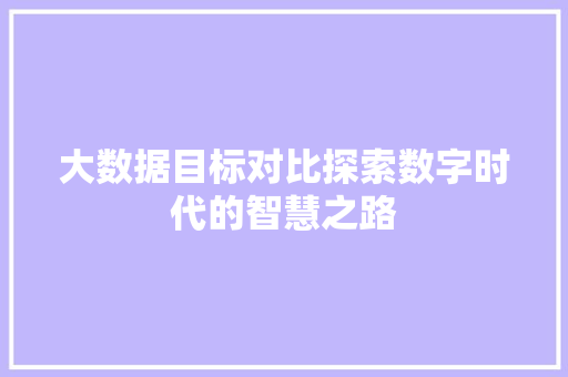 大数据目标对比探索数字时代的智慧之路  第1张