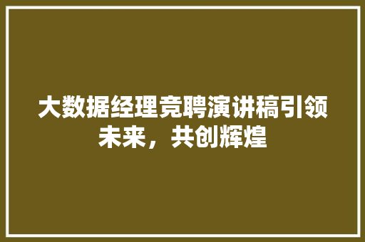 大数据经理竞聘演讲稿引领未来，共创辉煌  第1张