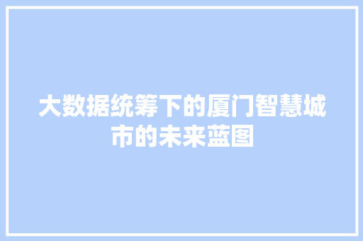 大数据统筹下的厦门智慧城市的未来蓝图