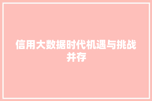 信用大数据时代机遇与挑战并存  第1张