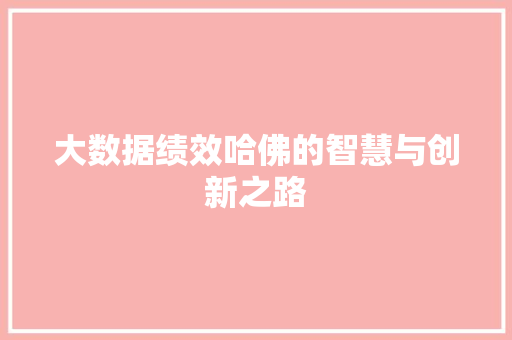 大数据绩效哈佛的智慧与创新之路