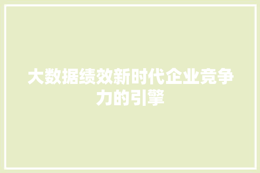 大数据绩效新时代企业竞争力的引擎