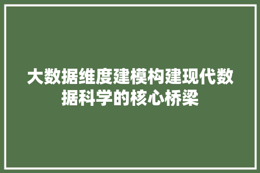 大数据维度建模构建现代数据科学的核心桥梁  第1张