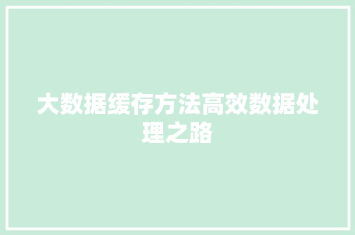 大数据缓存方法高效数据处理之路  第1张