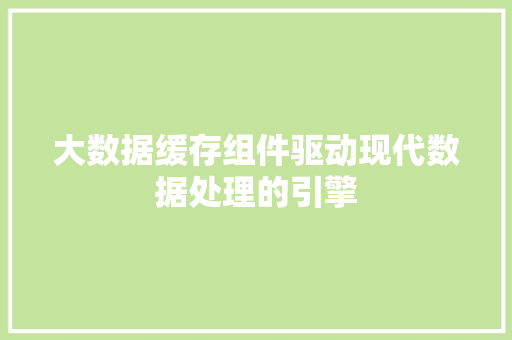 大数据缓存组件驱动现代数据处理的引擎  第1张