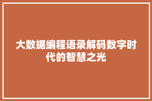 大数据编程语录解码数字时代的智慧之光  第1张