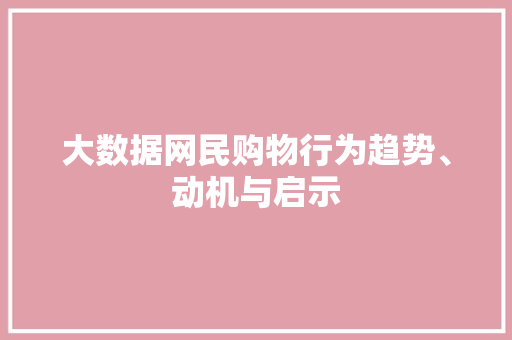 大数据网民购物行为趋势、动机与启示  第1张