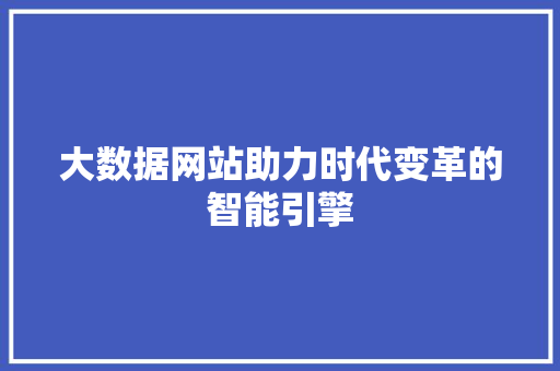 大数据网站助力时代变革的智能引擎  第1张