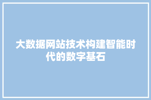 大数据网站技术构建智能时代的数字基石  第1张