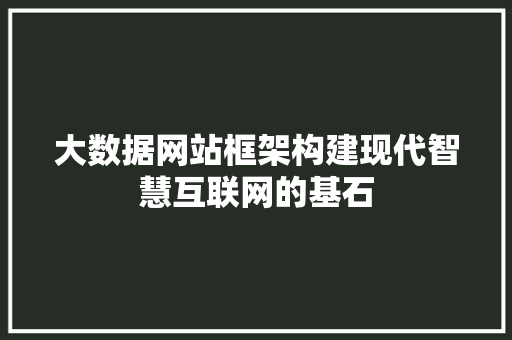 大数据网站框架构建现代智慧互联网的基石  第1张