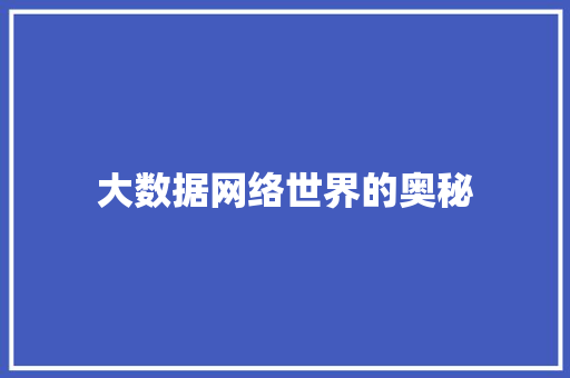 大数据网络世界的奥秘  第1张