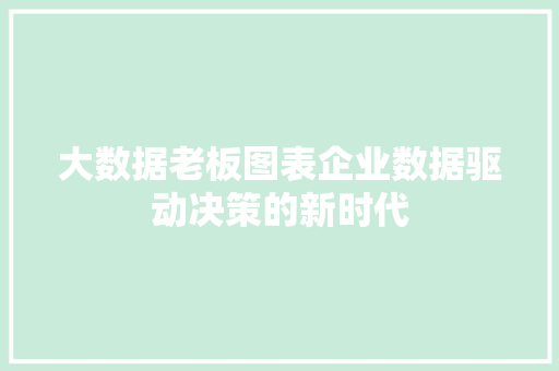 大数据老板图表企业数据驱动决策的新时代