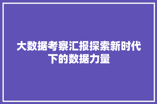 大数据考察汇报探索新时代下的数据力量  第1张