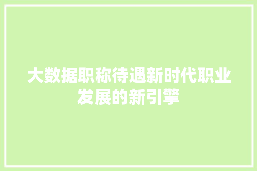 大数据职称待遇新时代职业发展的新引擎