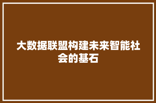 大数据联盟构建未来智能社会的基石  第1张