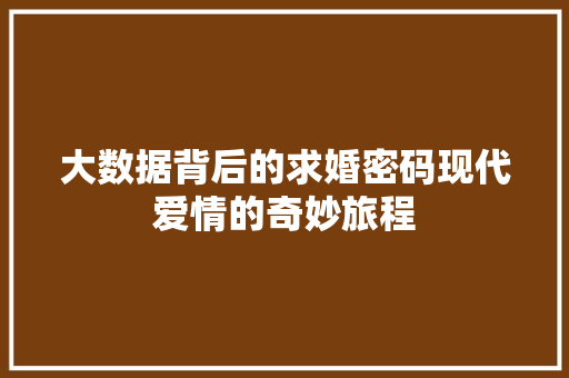 大数据背后的求婚密码现代爱情的奇妙旅程