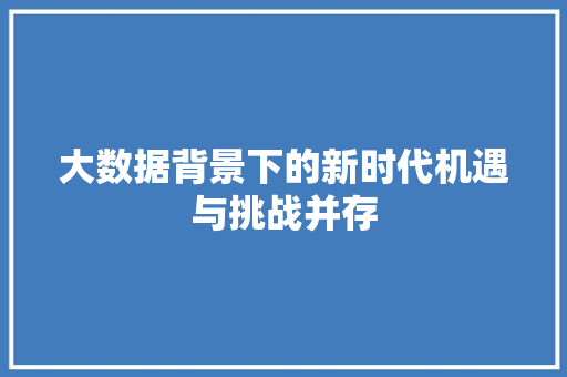 大数据背景下的新时代机遇与挑战并存