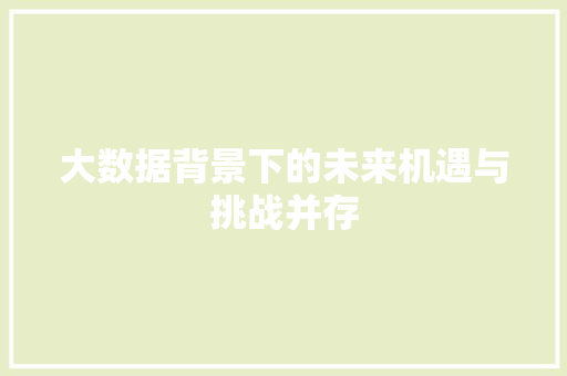 大数据背景下的未来机遇与挑战并存