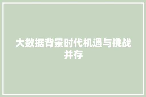 大数据背景时代机遇与挑战并存