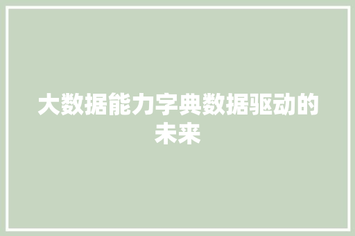大数据能力字典数据驱动的未来