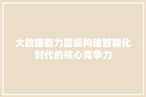 大数据能力层级构建智能化时代的核心竞争力