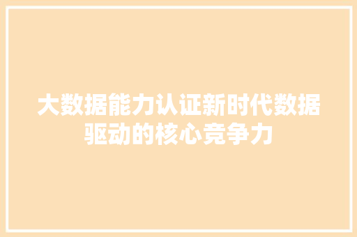 大数据能力认证新时代数据驱动的核心竞争力